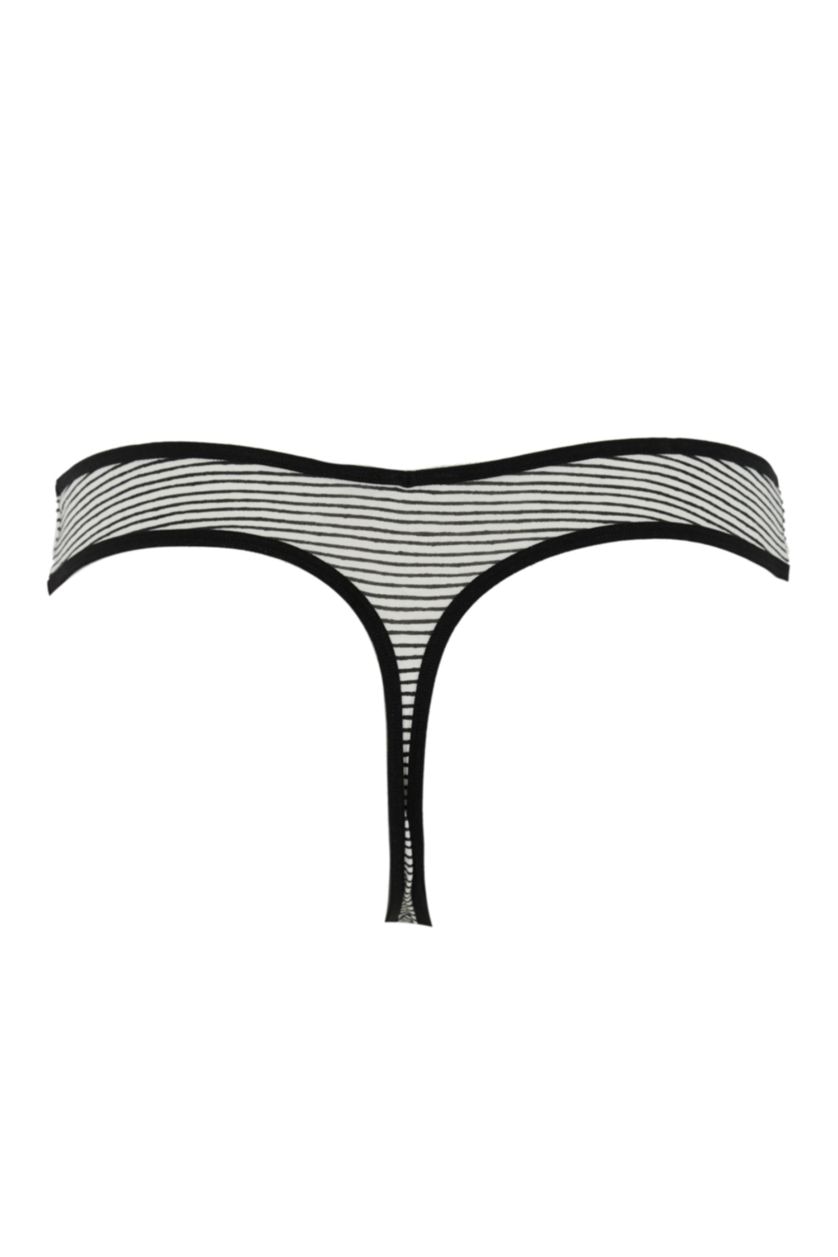 Woman White Fall In Love Striped V Cut String