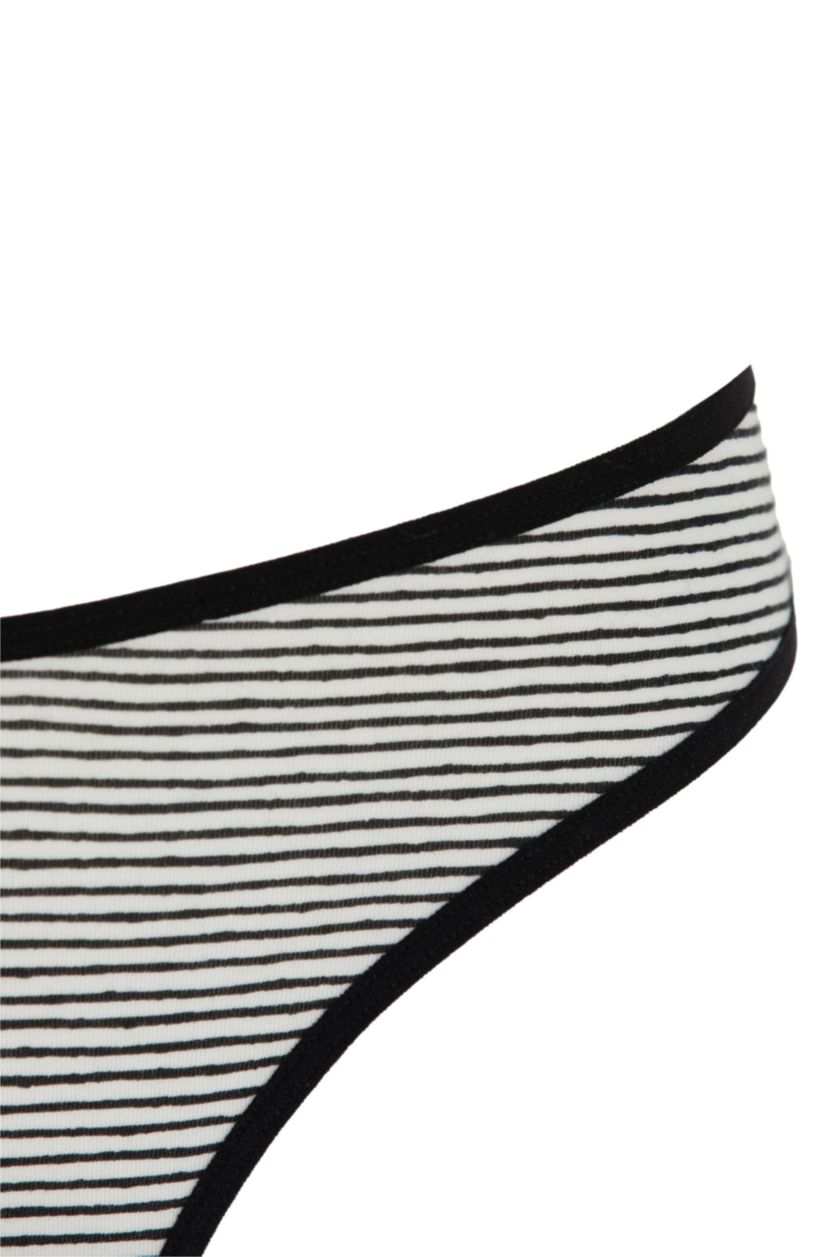 Woman White Fall In Love Striped V Cut String