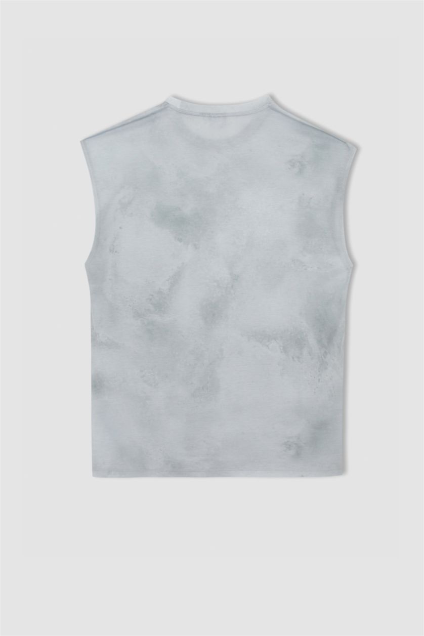 MAN White Oversize Fit Sleeveless Print Vest