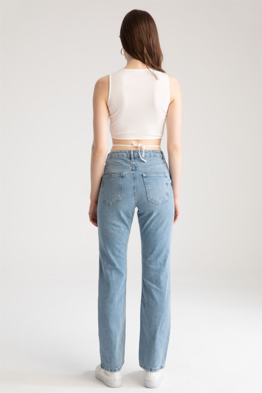 Kadın Açık Mavi Düşük Bel Boyfrıend Pantolon