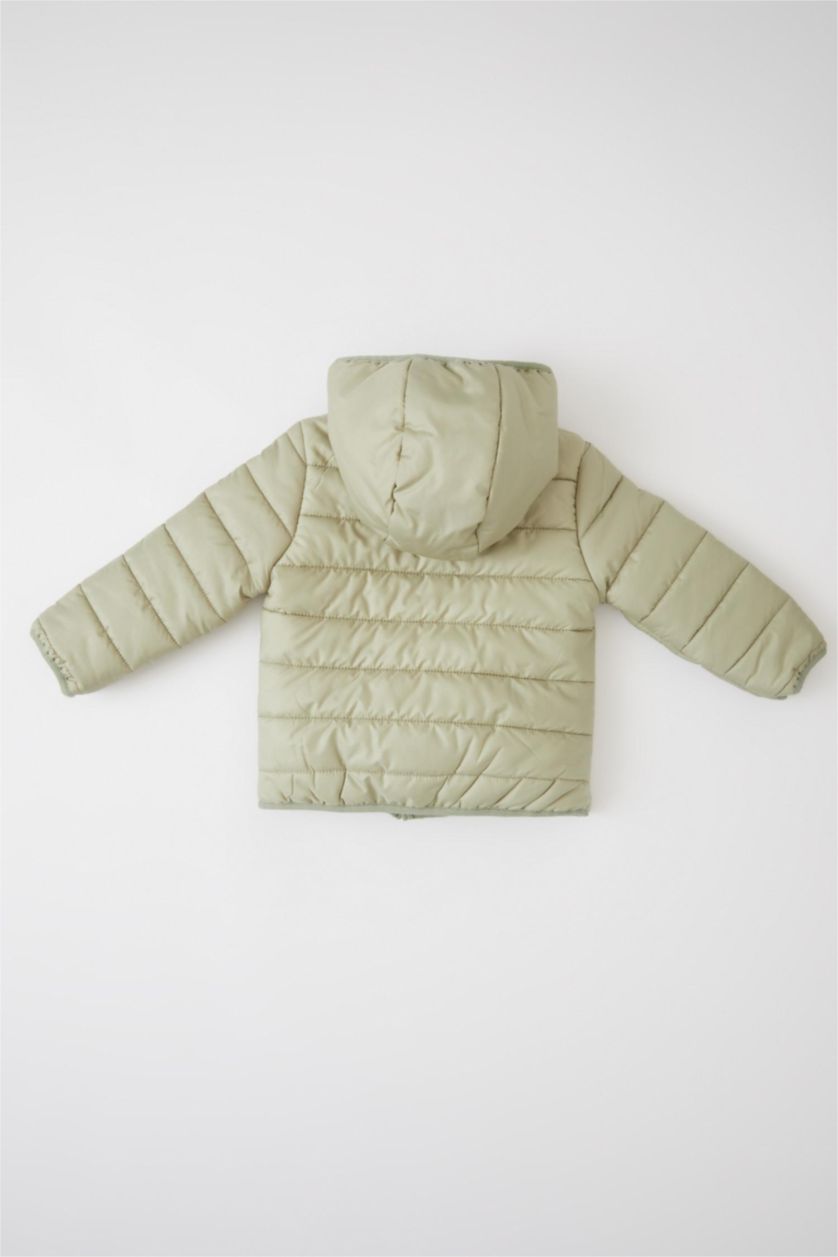 BABY BOY Light Khaki Baby Boy Hooded Fleece Lined Puffer Jacket
