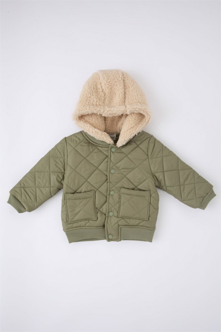 BABY BOY Light Green Boy Waterproof Hooded Quilted Puffer Jacket