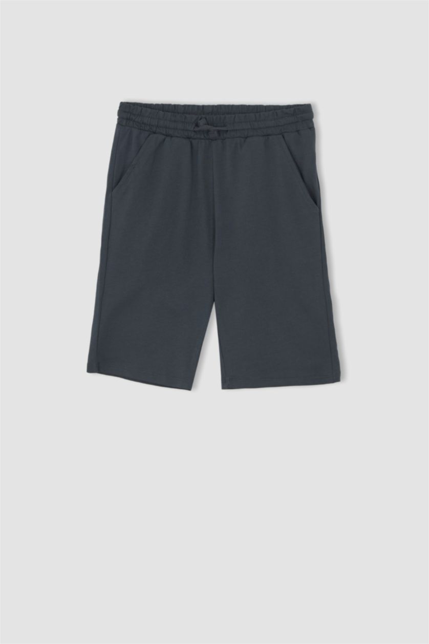 Erkek Çocuk - Genç Erkek Mavi Erkek Çocuk Dinozor Baskılı Kısa Kollu Pamuklu Tişört Şort 2'li Takım