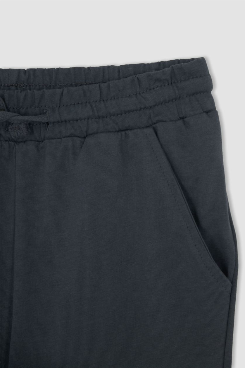 Erkek Çocuk - Genç Erkek Mavi Erkek Çocuk Dinozor Baskılı Kısa Kollu Pamuklu Tişört Şort 2'li Takım