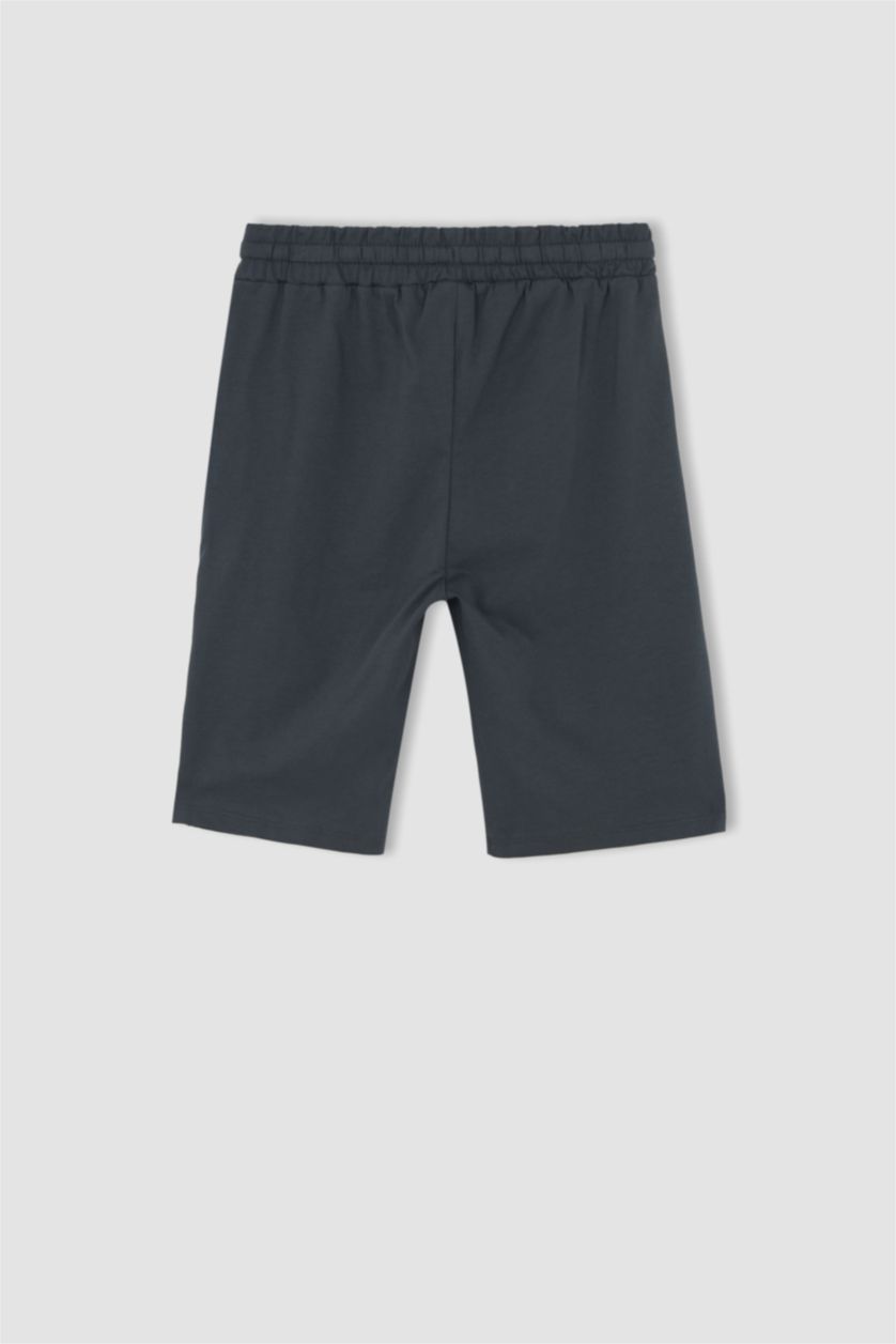 Erkek Çocuk - Genç Erkek Mavi Erkek Çocuk Dinozor Baskılı Kısa Kollu Pamuklu Tişört Şort 2'li Takım