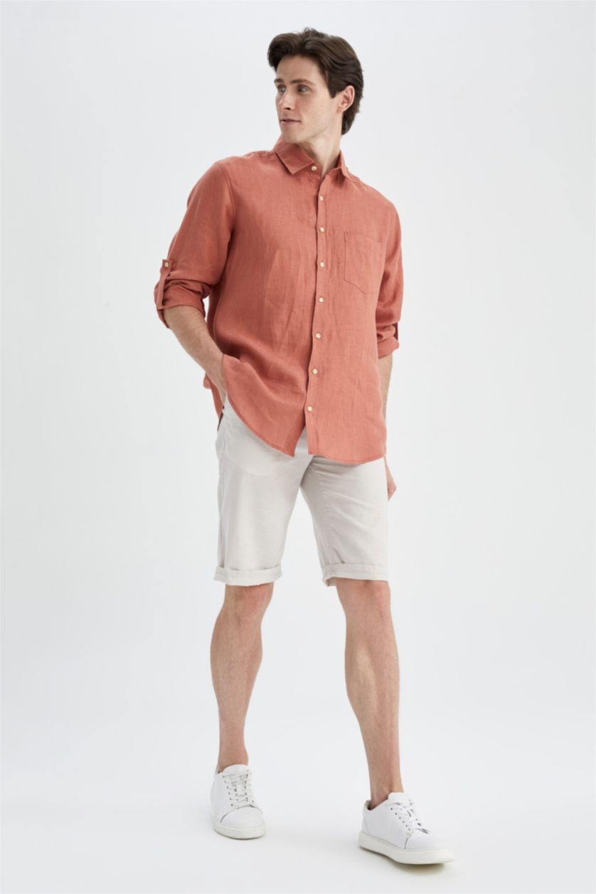 Man Orange Regular Fit Long Sleeve Shirt