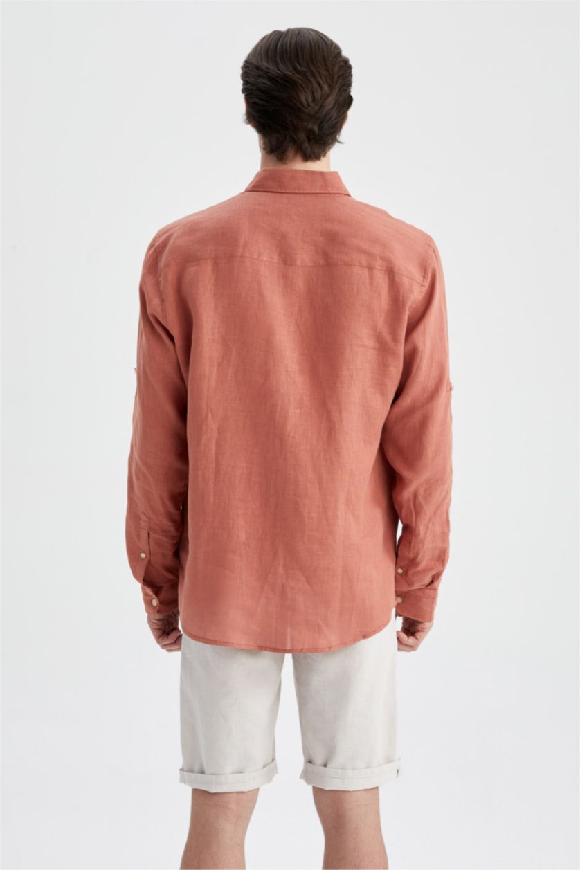 Man Orange Regular Fit Long Sleeve Shirt
