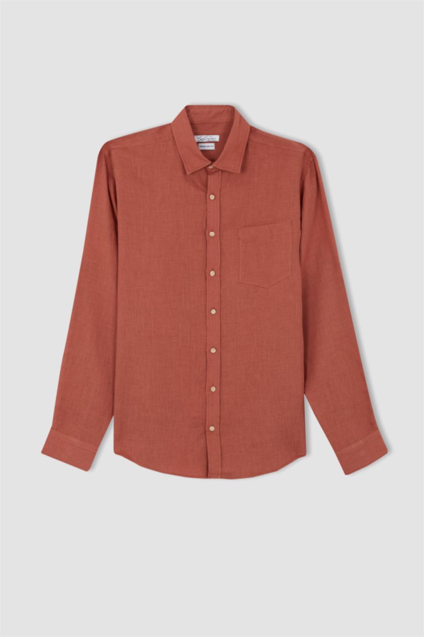 Man Orange Regular Fit Long Sleeve Shirt