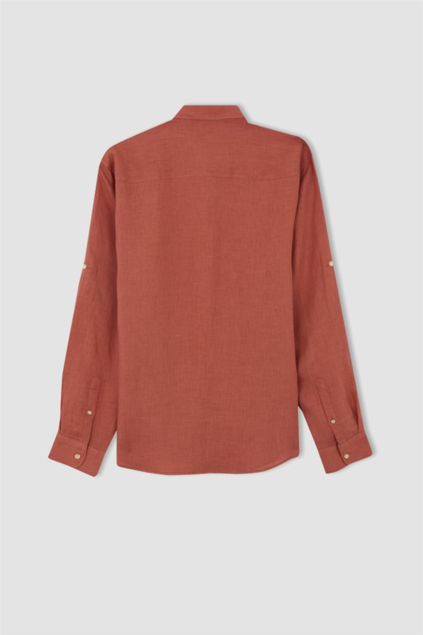 Man Orange Regular Fit Long Sleeve Shirt