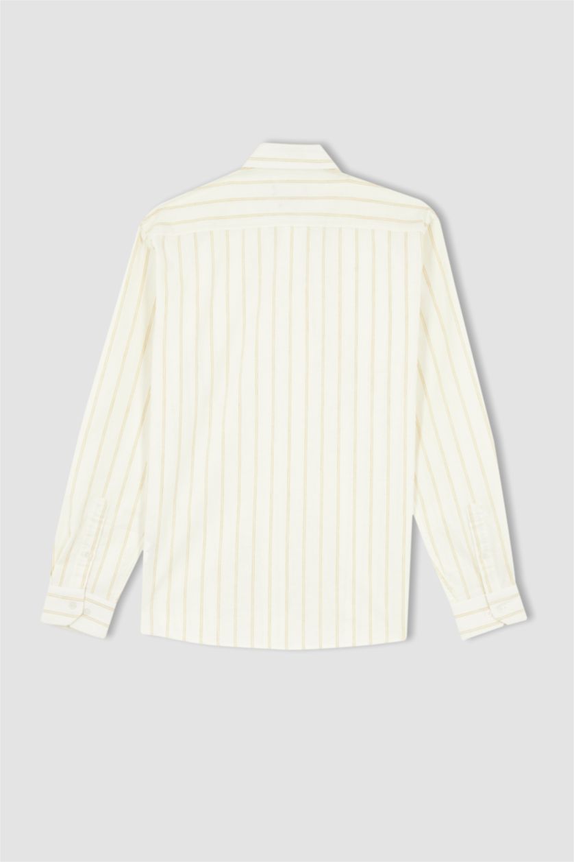 MAN Yellow Modern Fit Long Sleeve Striped Shirt