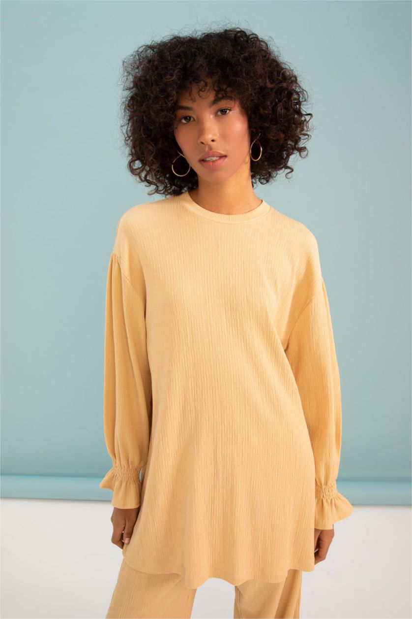 WOMAN Beige Relax Fit Long Sleeve Tunic