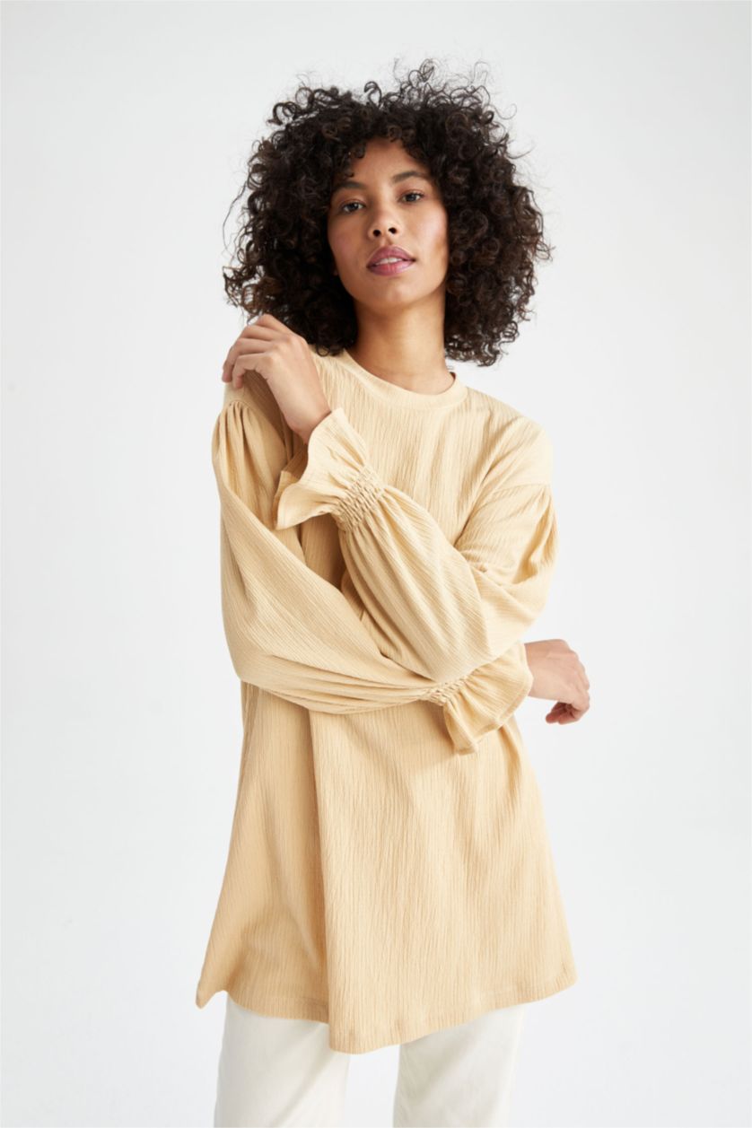 WOMAN Beige Relax Fit Long Sleeve Tunic