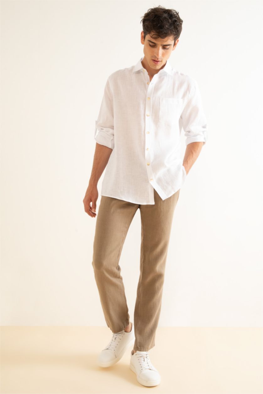 Erkek Açık Haki Regular Fıt Pantolon