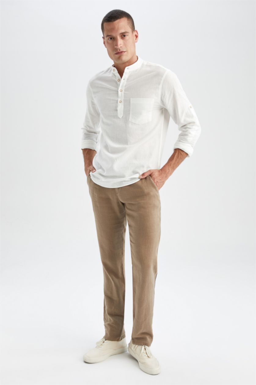 Erkek Açık Haki Regular Fıt Pantolon