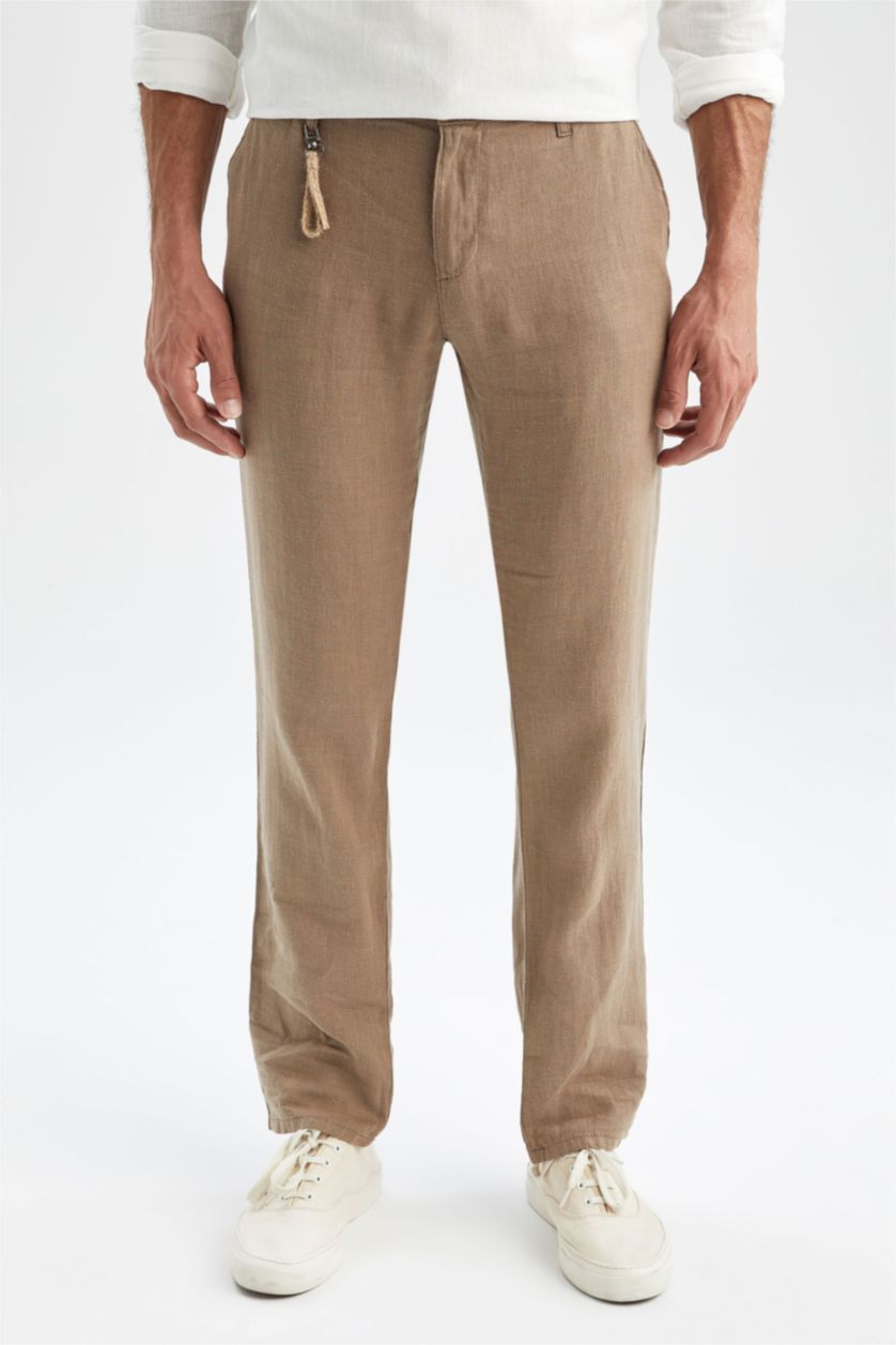 Erkek Açık Haki Regular Fıt Pantolon