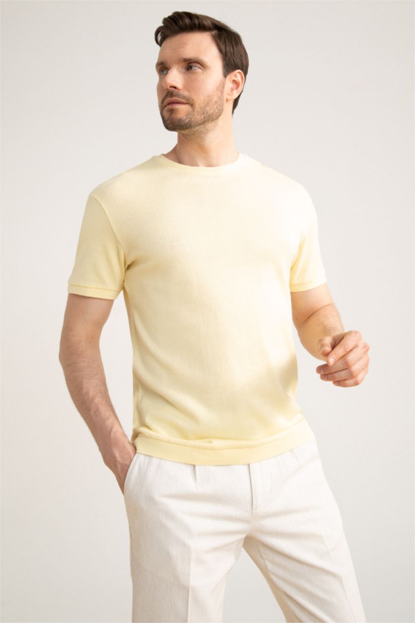 MAN Light Yellow Relax Fit Knitwear Short Sleeve Polo T-Shirt