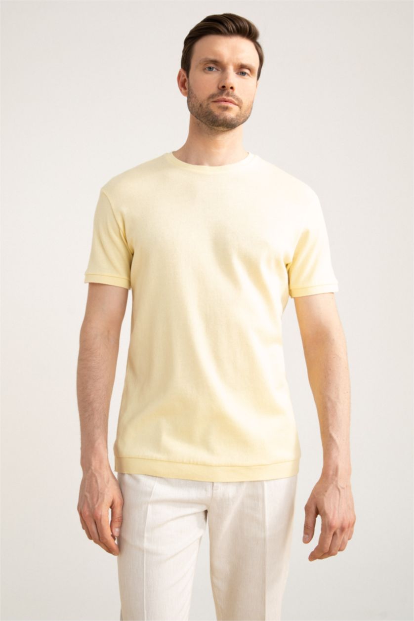 MAN Light Yellow Relax Fit Knitwear Short Sleeve Polo T-Shirt