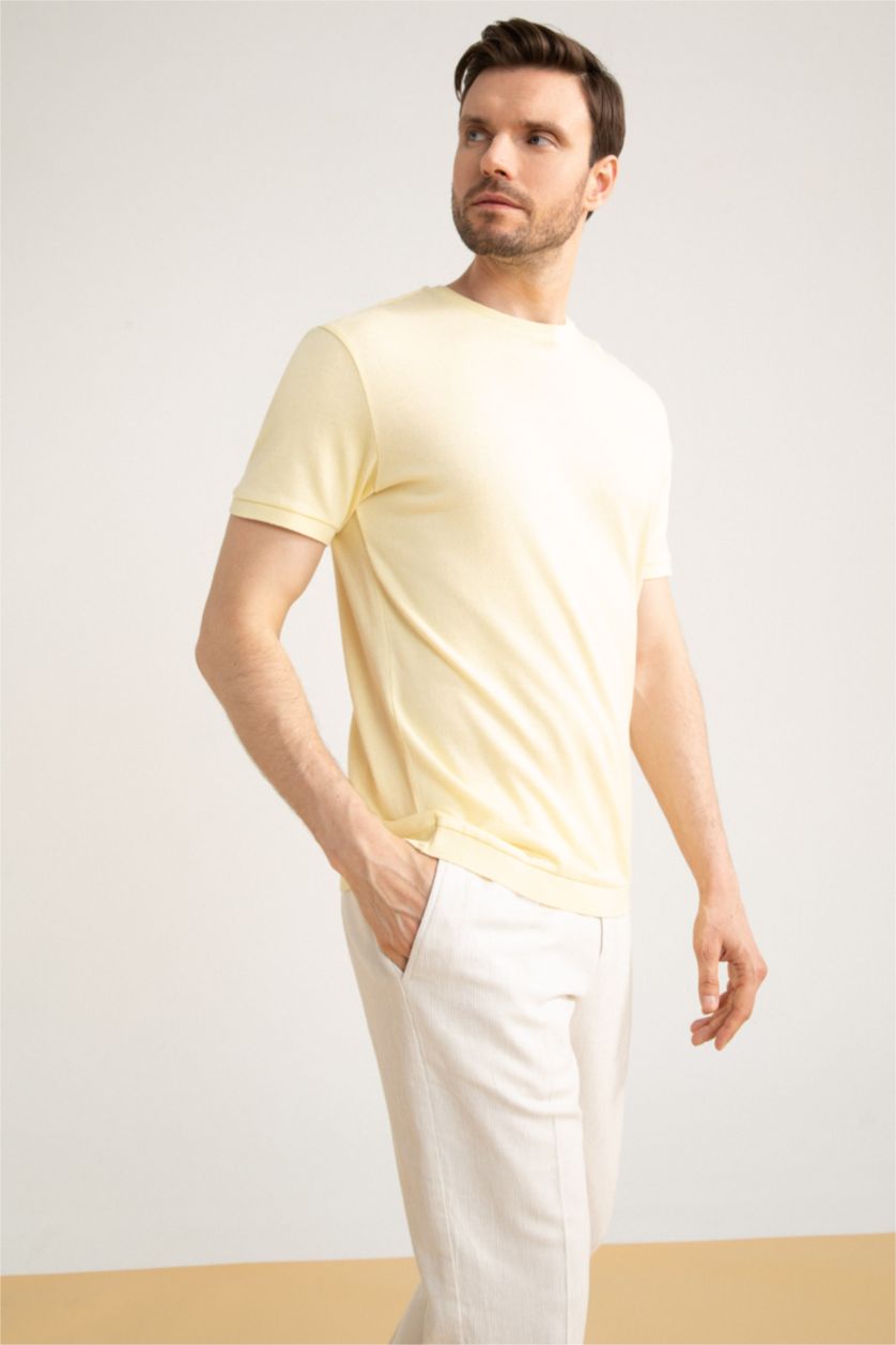 MAN Light Yellow Relax Fit Knitwear Short Sleeve Polo T-Shirt