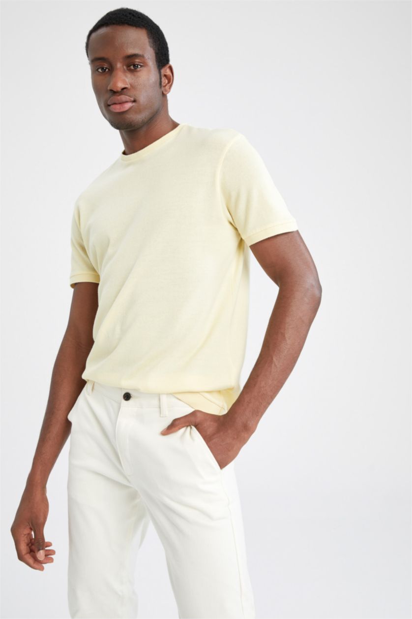 MAN Light Yellow Relax Fit Knitwear Short Sleeve Polo T-Shirt