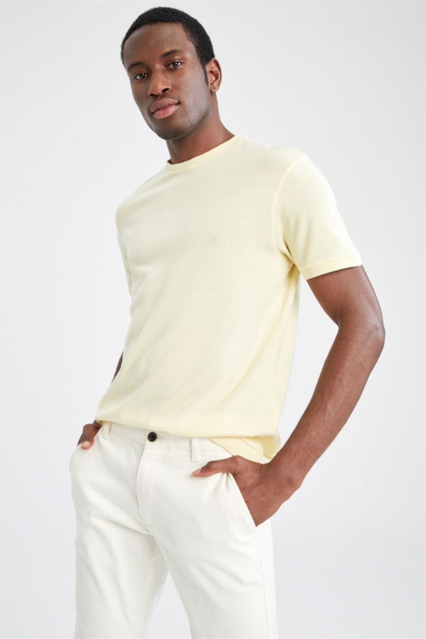 MAN Light Yellow Relax Fit Knitwear Short Sleeve Polo T-Shirt