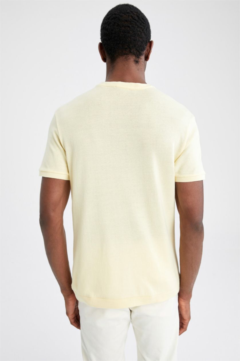 MAN Light Yellow Relax Fit Knitwear Short Sleeve Polo T-Shirt