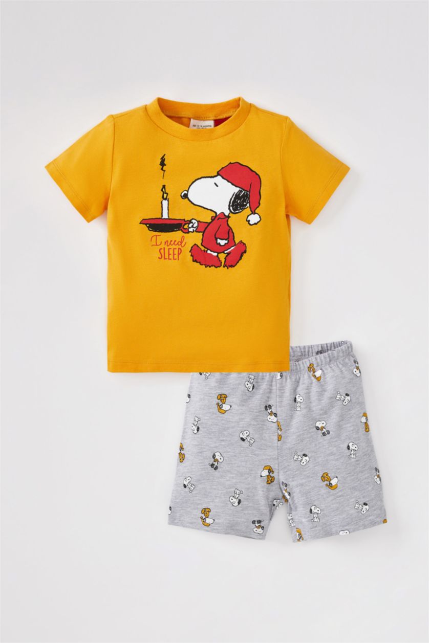 BÉBÉ GARÇON Jaune Ensemble de pyjama à manches courtes en coton pour nouveau-né sous licence Snoopy pour bébé garçon