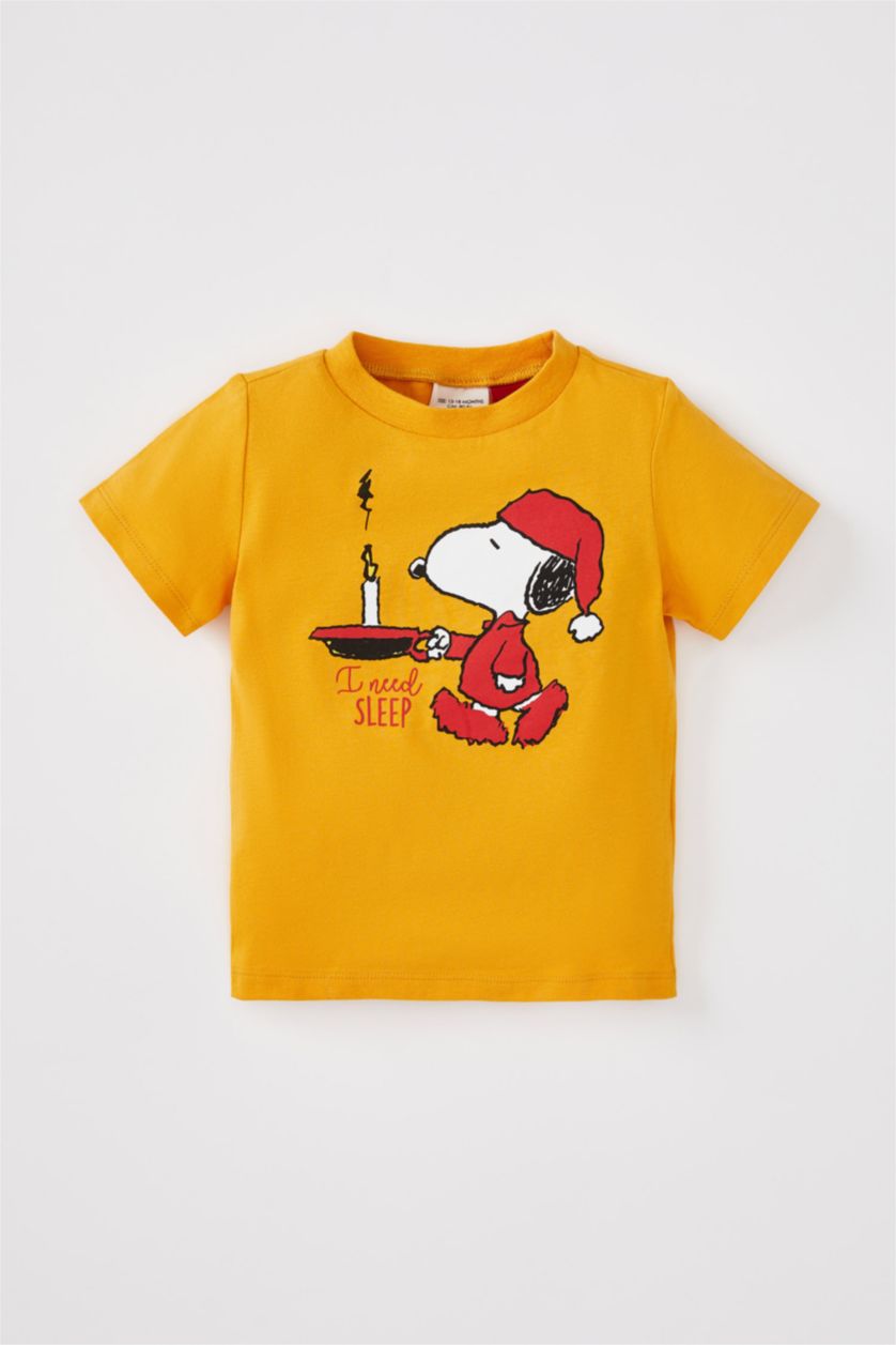 BÉBÉ GARÇON Jaune Ensemble de pyjama à manches courtes en coton pour nouveau-né sous licence Snoopy pour bébé garçon