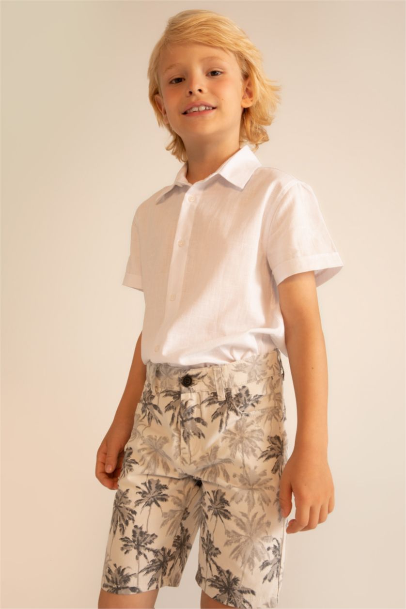 Erkek Çocuk - Genç Erkek Beyaz Erkek Çocuk Basic Kısa Kollu Gömlek