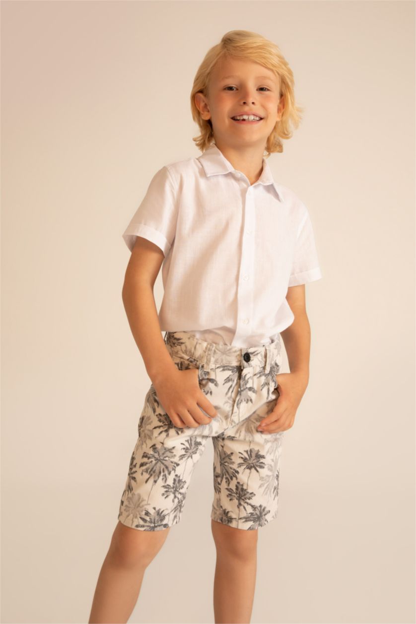 Erkek Çocuk - Genç Erkek Beyaz Erkek Çocuk Basic Kısa Kollu Gömlek