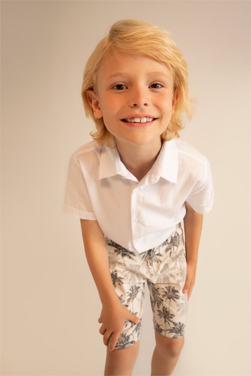 Erkek Çocuk - Genç Erkek Beyaz Erkek Çocuk Basic Kısa Kollu Gömlek