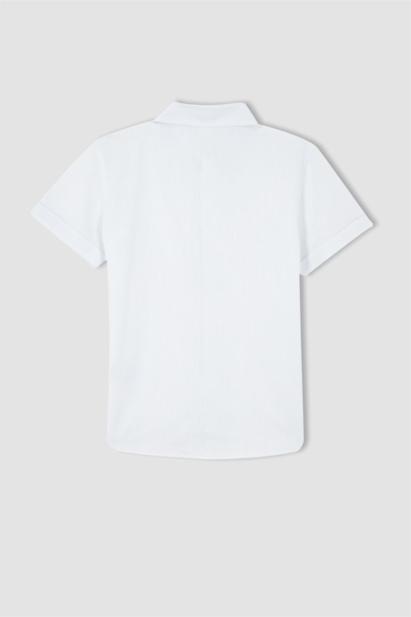 Erkek Çocuk - Genç Erkek Beyaz Erkek Çocuk Basic Kısa Kollu Gömlek