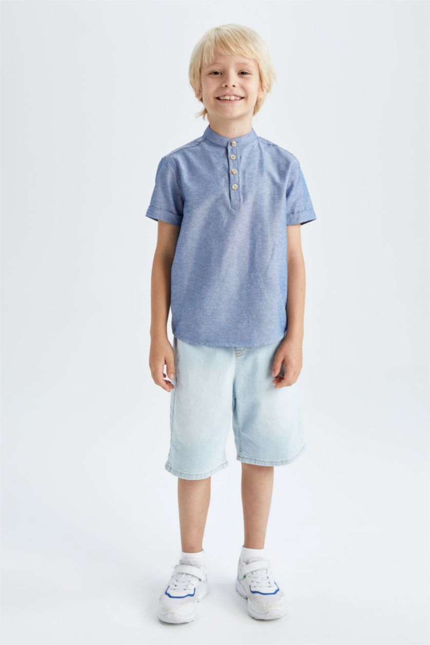 BOYS & TEENS Blue Regular Fit Short Sleeve Shirt