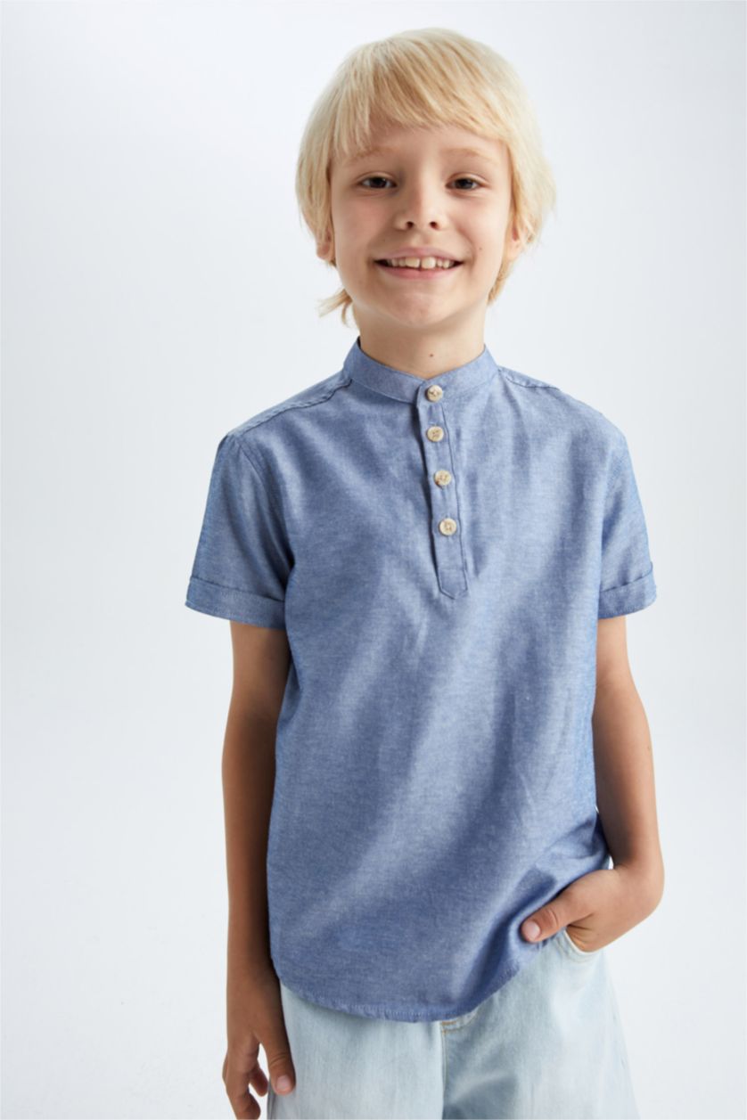 BOYS & TEENS Blue Regular Fit Short Sleeve Shirt