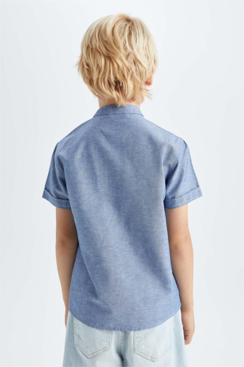 BOYS & TEENS Blue Regular Fit Short Sleeve Shirt