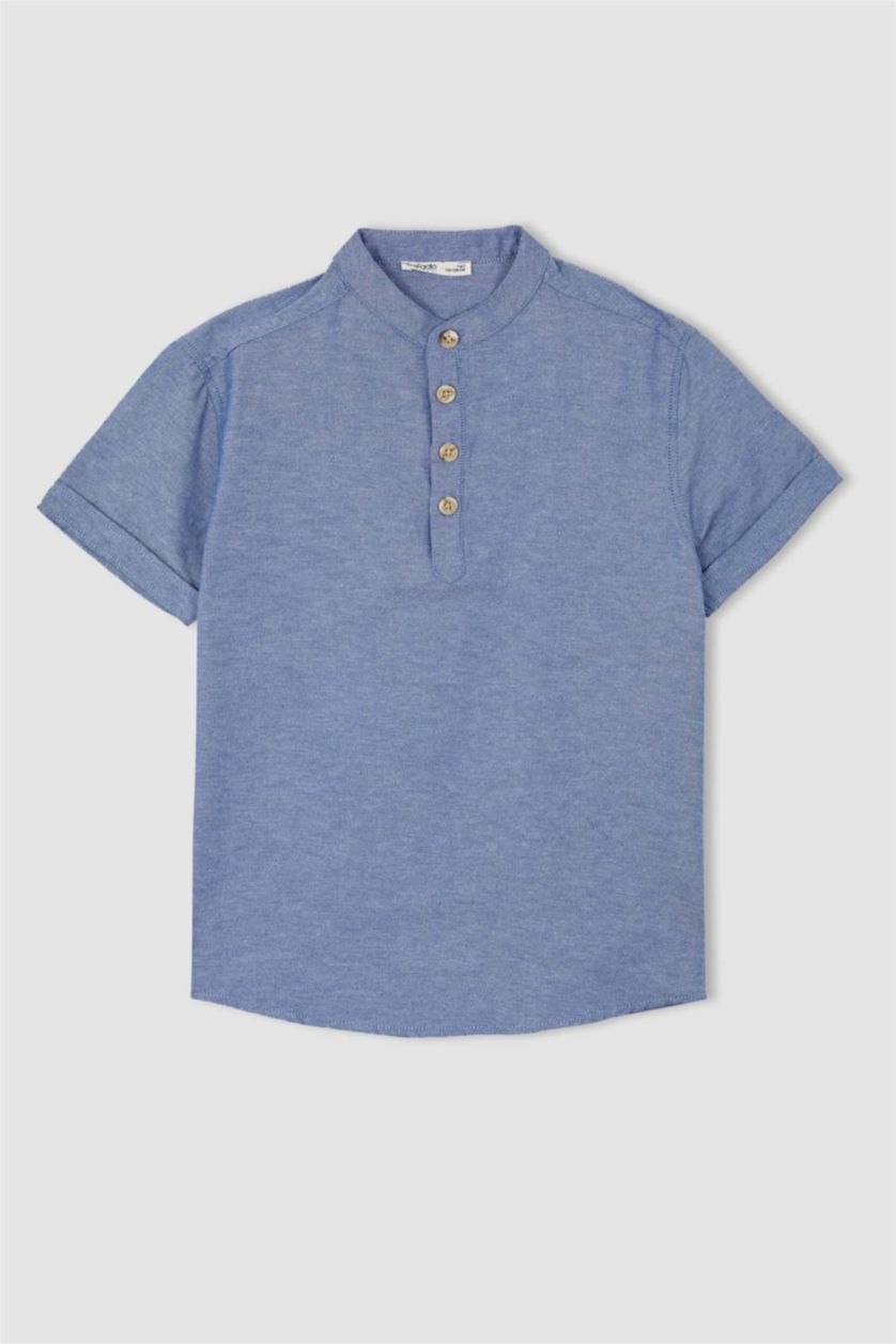 BOYS & TEENS Blue Regular Fit Short Sleeve Shirt