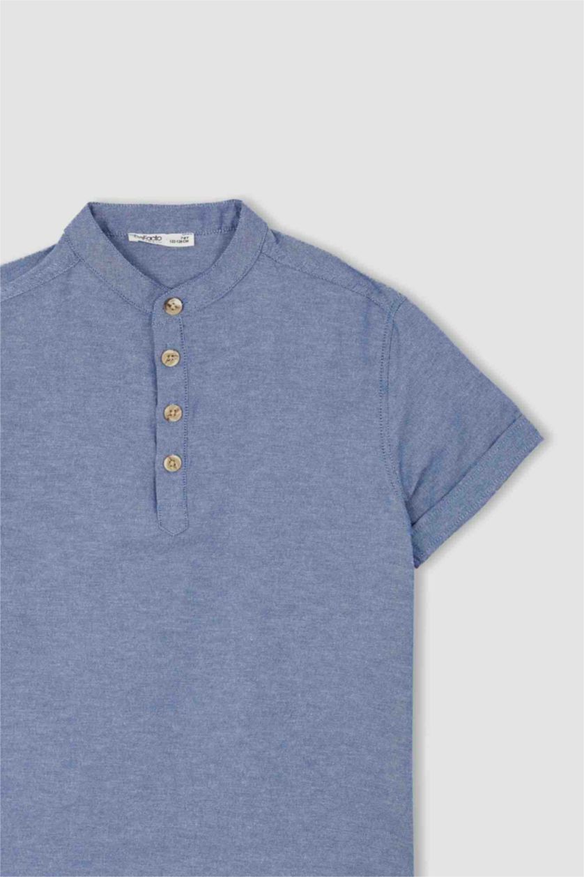 BOYS & TEENS Blue Regular Fit Short Sleeve Shirt