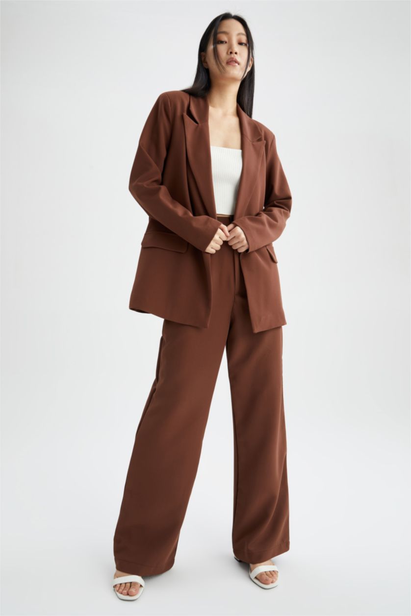 Kadın Açık Kahve Oversıze Blazer Ceket