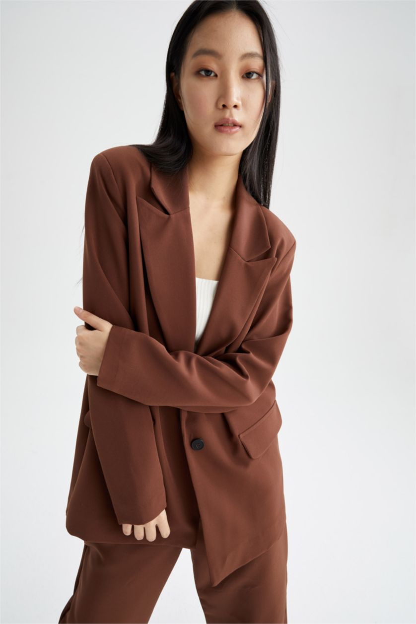 Kadın Açık Kahve Oversıze Blazer Ceket