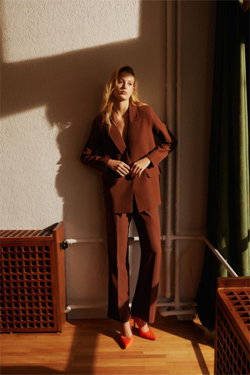 Kadın Açık Kahve Oversıze Blazer Ceket