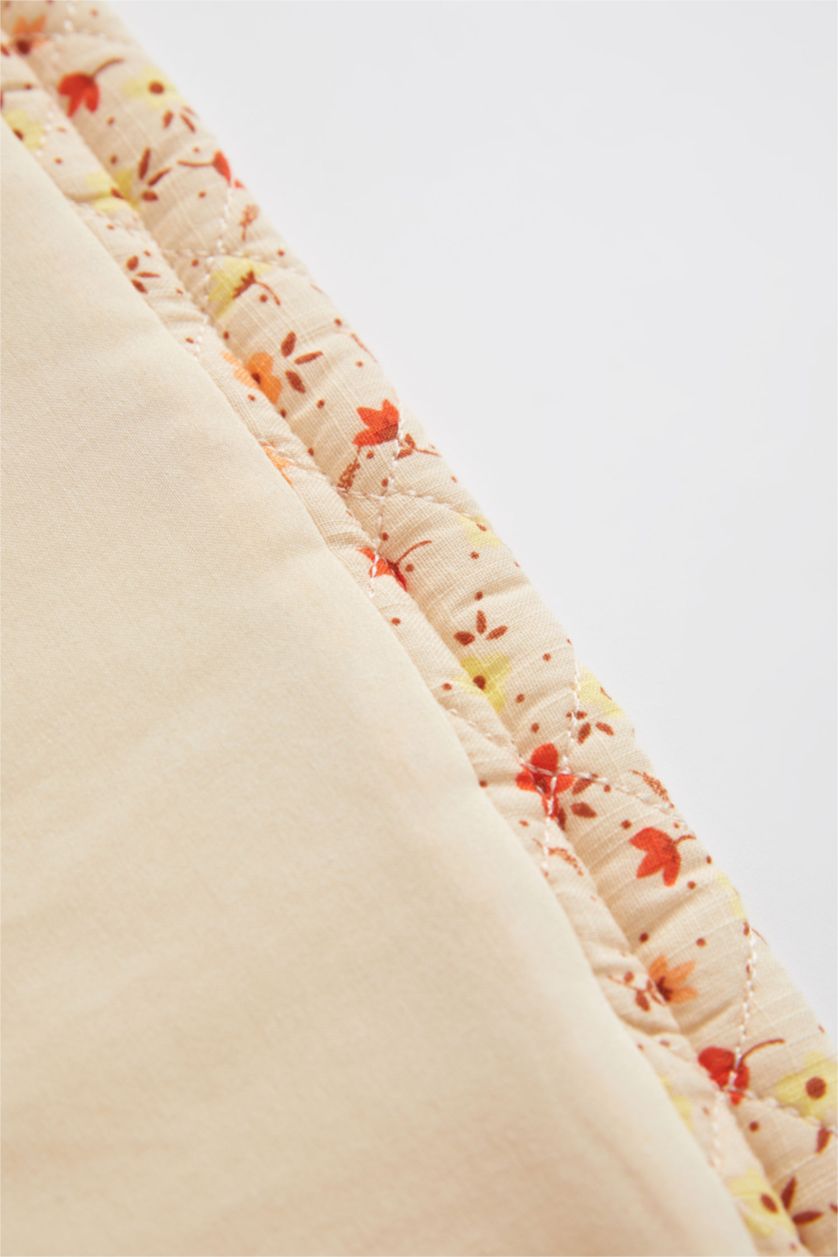 BÉBÉ FILLE Orange Manteau de veste de saison boutonné matelassé à motifs floraux pour bébé fille