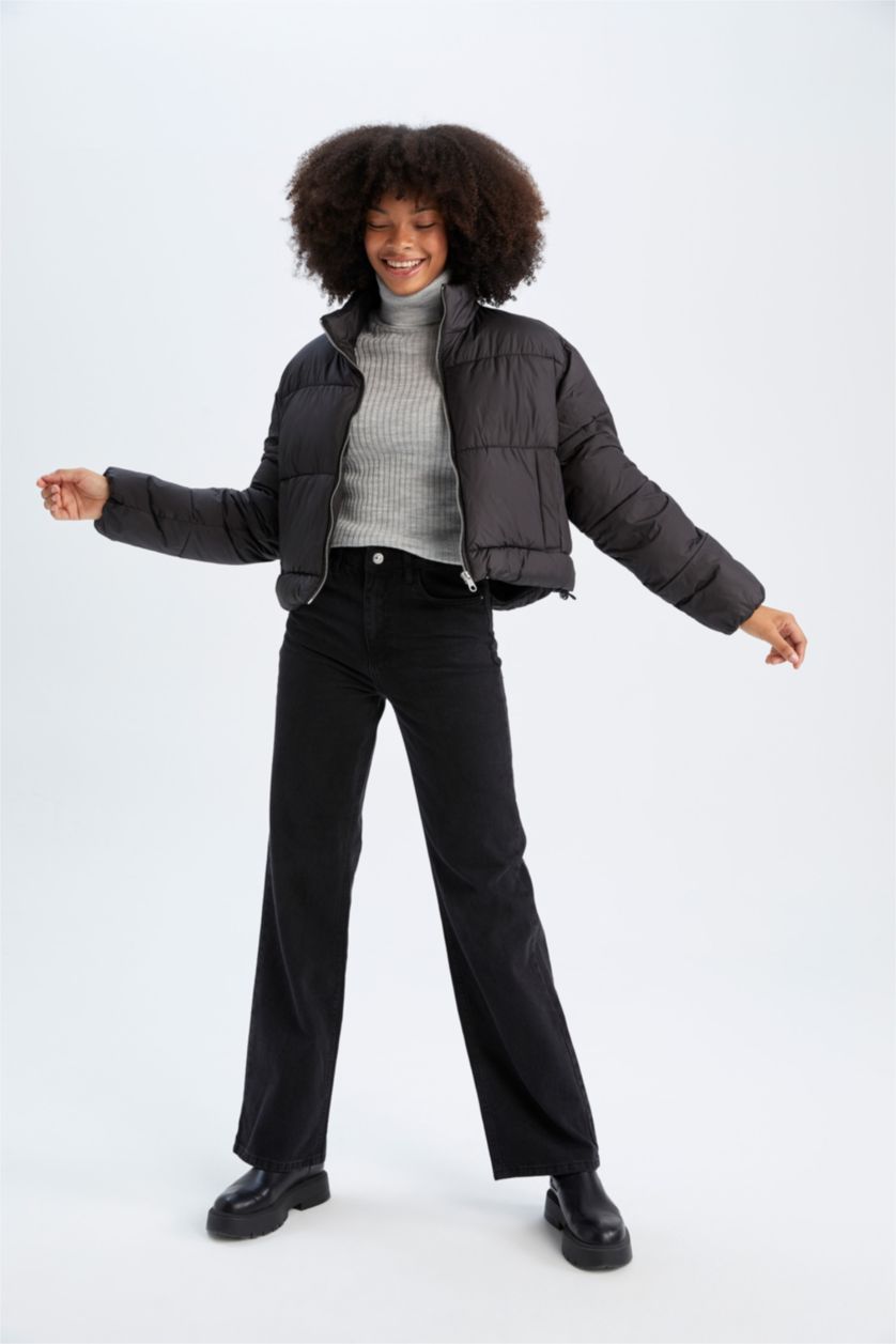 Женщины Черный Дутая куртка водоотталкивающая