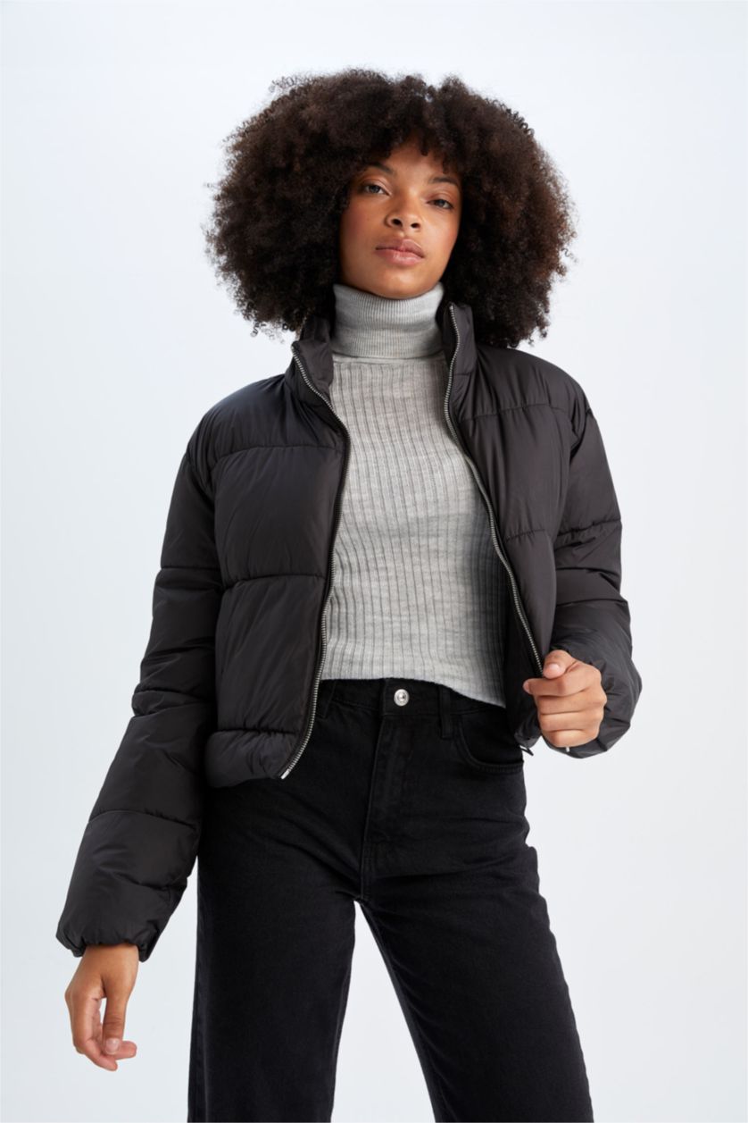 Женщины Черный Дутая куртка водоотталкивающая