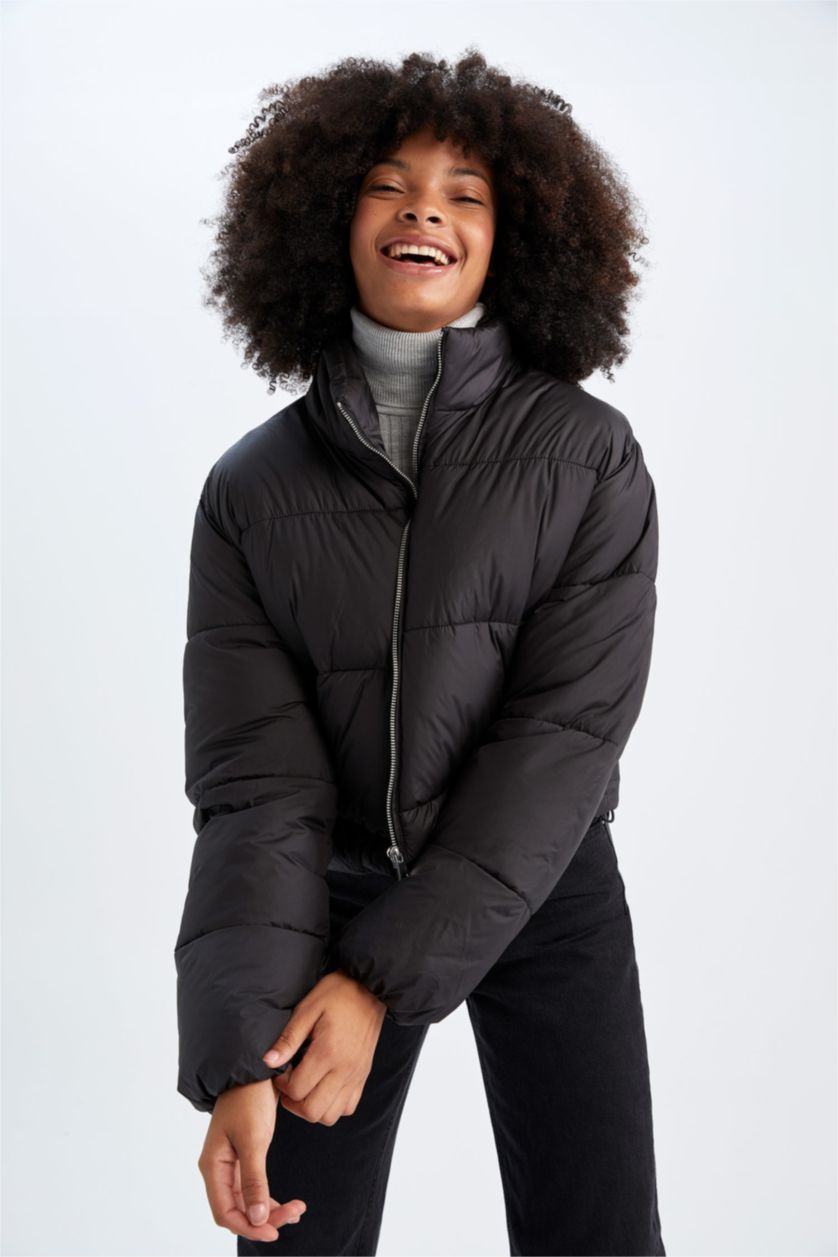 Женщины Черный Дутая куртка водоотталкивающая