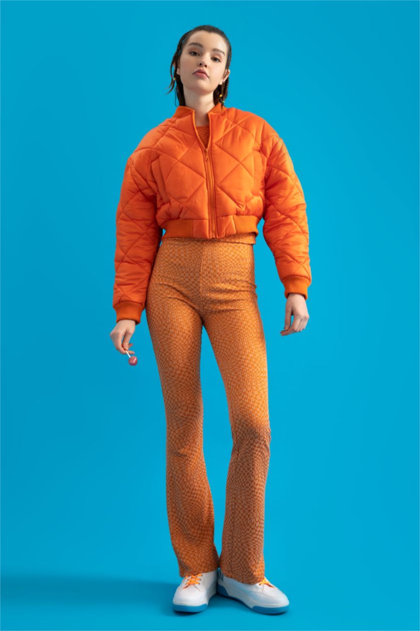 WOMAN Orange Small Regular Fit Long Sleeve Bomber Jacket