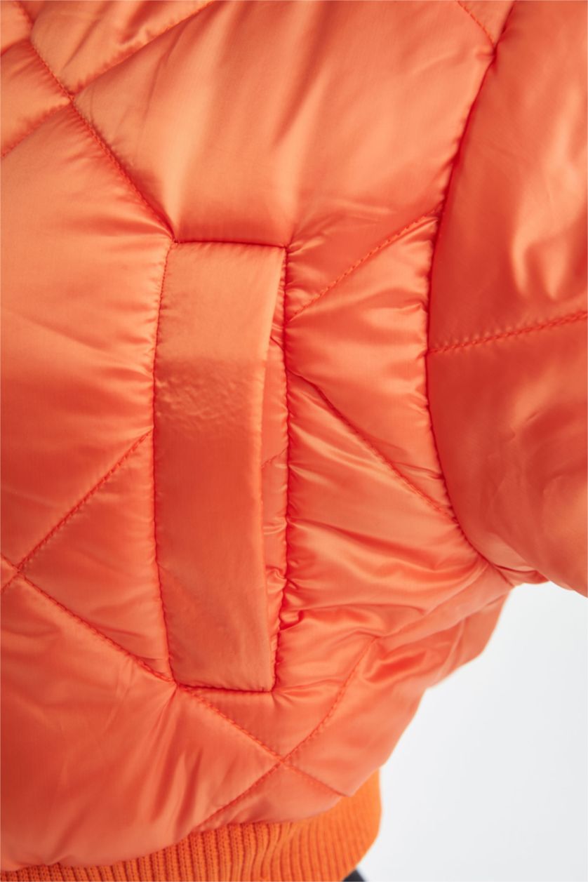 WOMAN Orange Small Regular Fit Long Sleeve Bomber Jacket