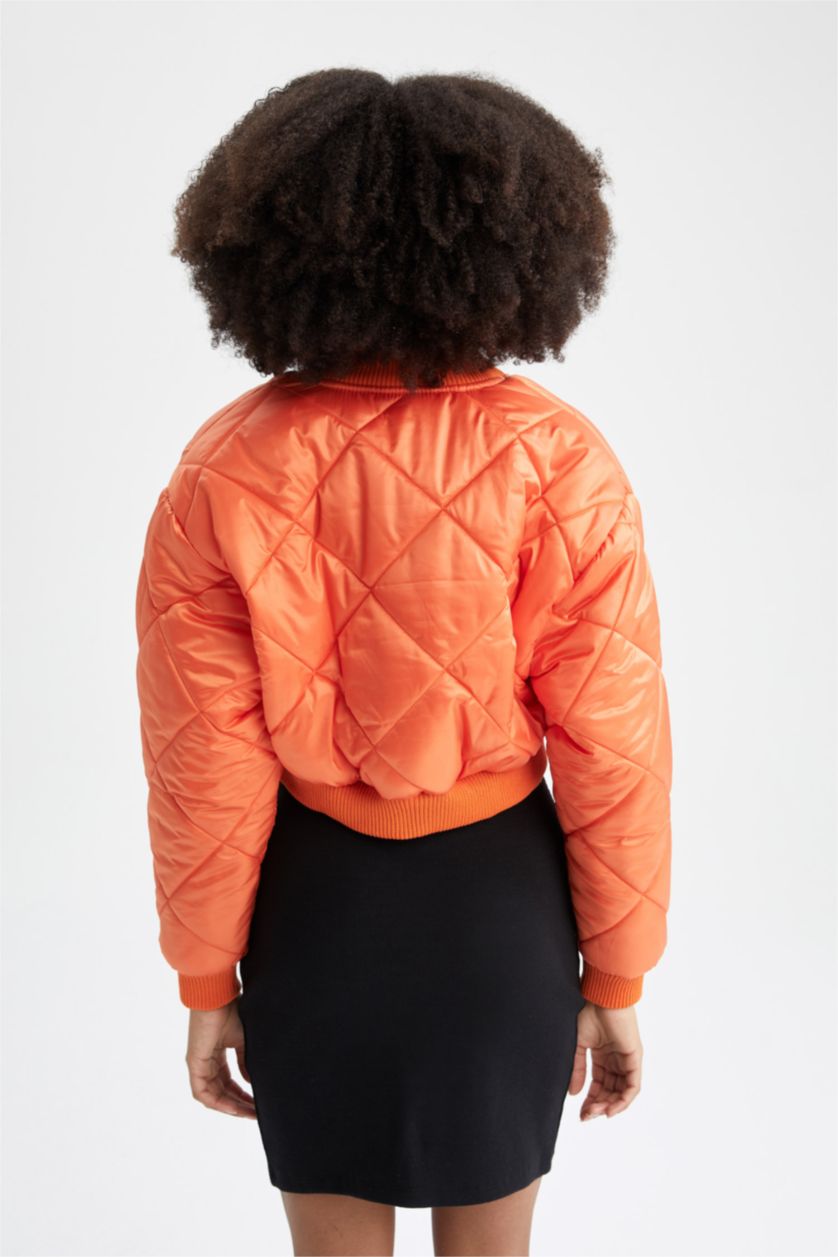 WOMAN Orange Small Regular Fit Long Sleeve Bomber Jacket