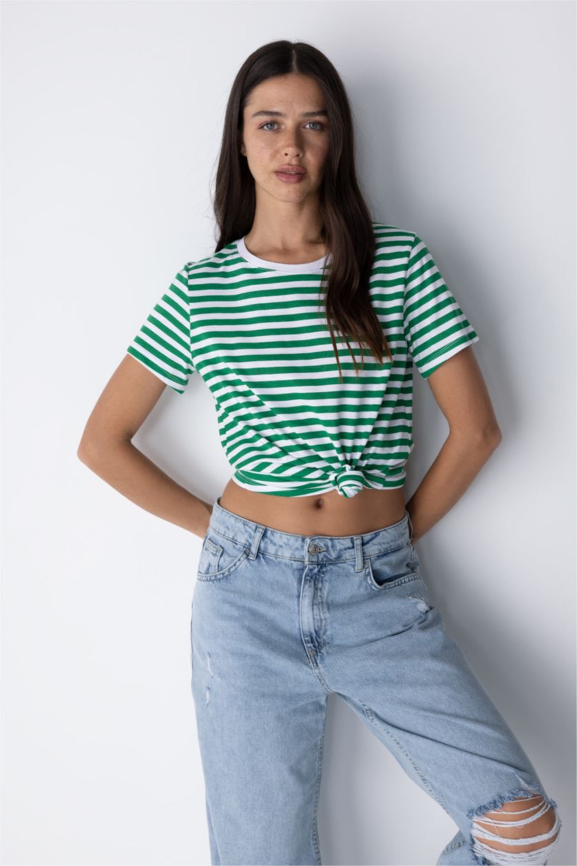 WOMAN Green Regular Fit Short Sleeve T-Shirt