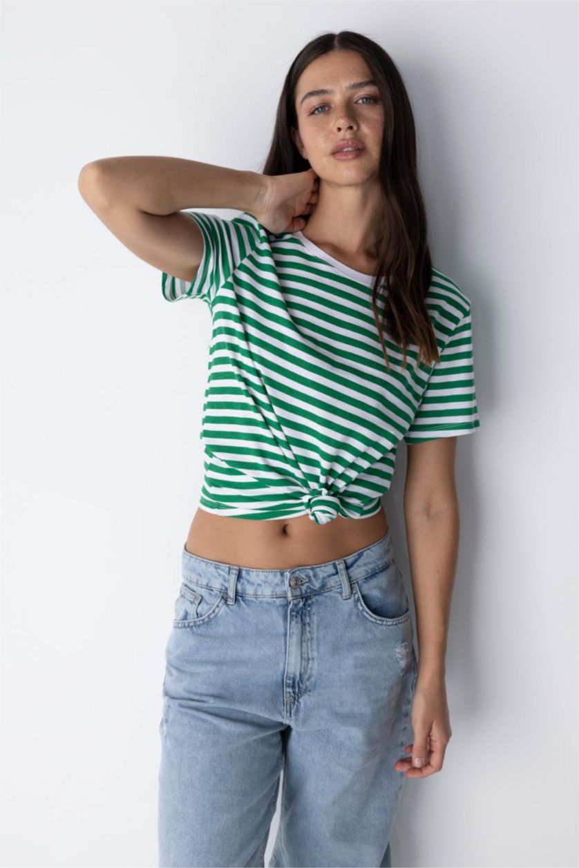 WOMAN Green Regular Fit Short Sleeve T-Shirt