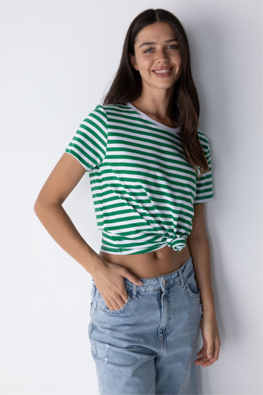 WOMAN Green Regular Fit Short Sleeve T-Shirt