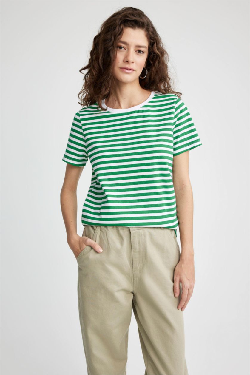 WOMAN Green Regular Fit Short Sleeve T-Shirt